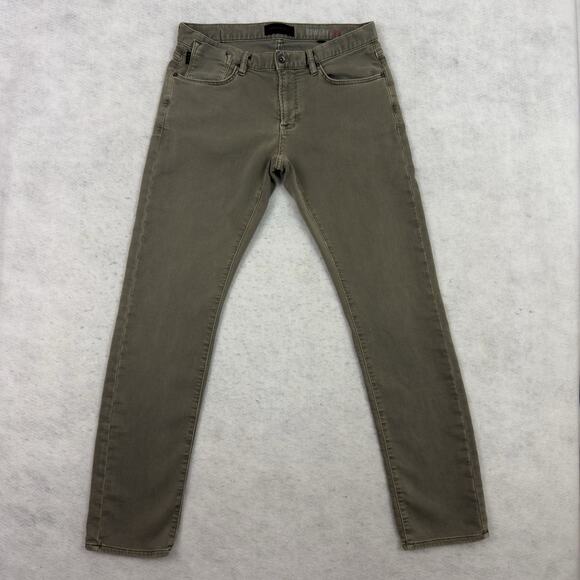 John Varvatos USA Bowery Slim Straight Jeans 33 Khaki Stretch Men’s Designer - Picture 4 of 11